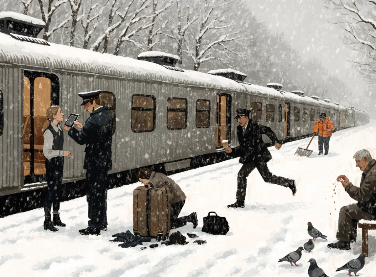 Picture of a snowy train platform